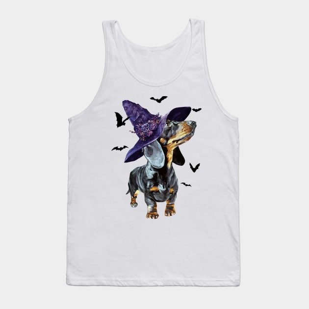 Halloween Witch Dachshund Funny Halloween Gifts Tank Top by nicholsoncarson4